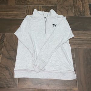 PINK | raw hem half zip